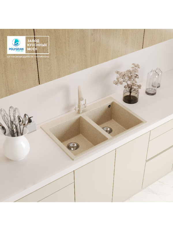 Кухонная мойка Polygran BRIG 790 опал интерьер