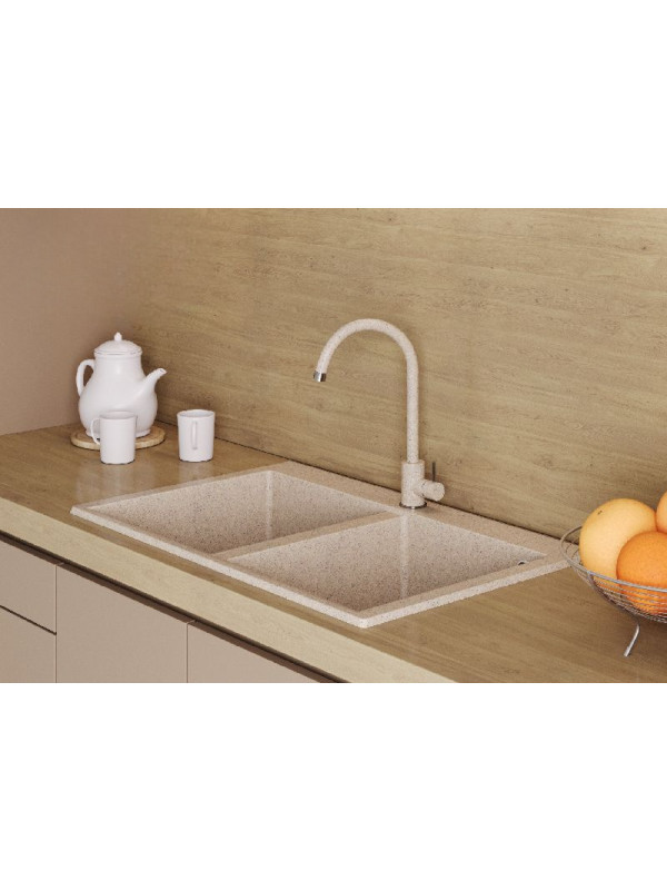 Кухонная мойка Polygran BRIG 790 песочный интерьер 3