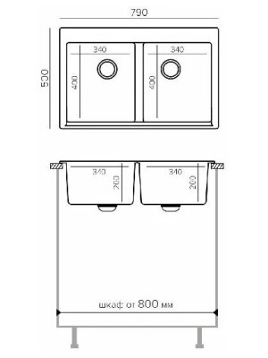 Кухонная мойка Polygran BRIG 790 песочный размеры