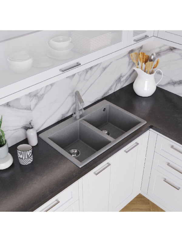 Кухонная мойка Polygran BRIG 790 серый интерьер 2