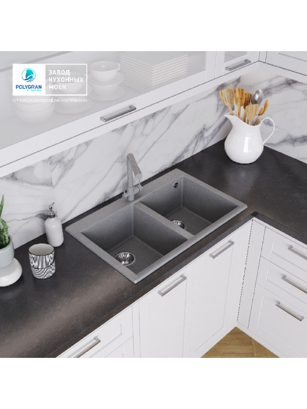 Кухонная мойка Polygran BRIG 790 серый интерьер