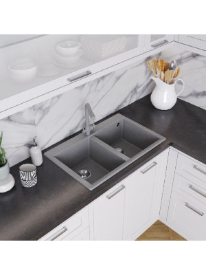 Кухонная мойка Polygran BRIG 790 серый интерьер 2