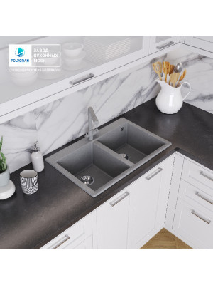 Кухонная мойка Polygran BRIG 790 серый интерьер