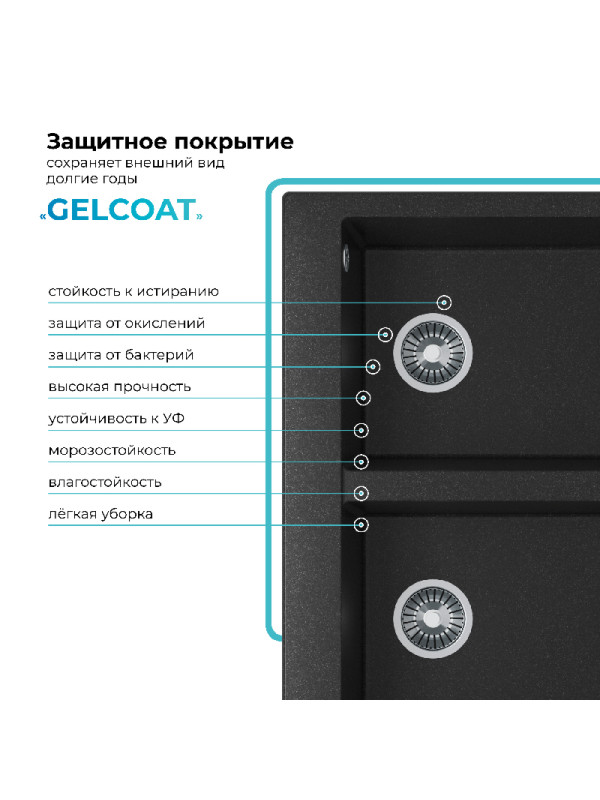 Кухонная мойка Polygran BRIG 790 черный покрытие