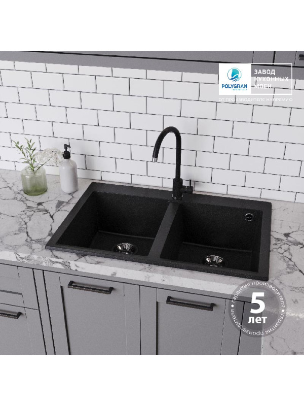 Кухонная мойка Polygran BRIG 790 черный гарантия