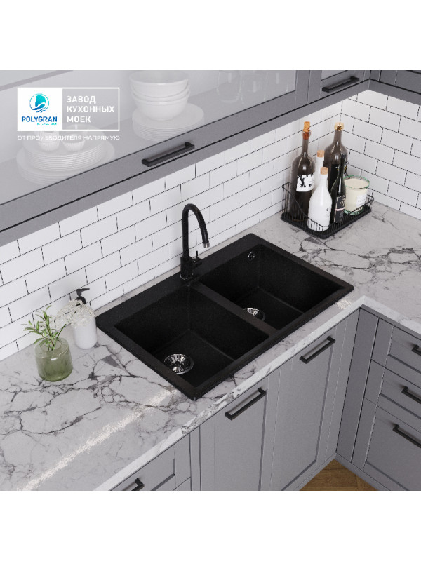 Кухонная мойка Polygran BRIG 790 черный интерьер