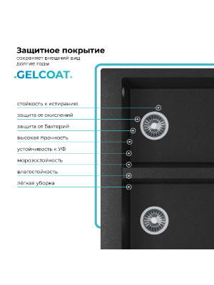 Кухонная мойка Polygran BRIG 790 черный покрытие