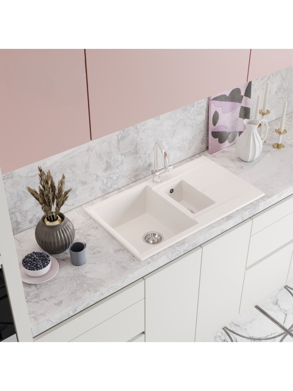 Кухонная мойка Polygran BRIG 870 белый хлопок интерьер