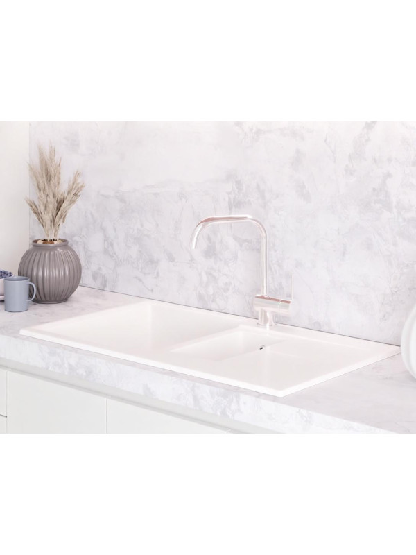 Кухонная мойка Polygran BRIG 870 белый хлопок интерьер 3