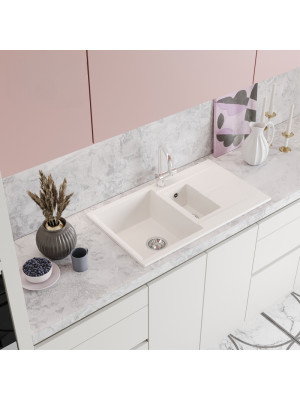 Кухонная мойка Polygran BRIG 870 белый хлопок интерьер