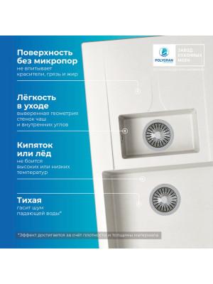 Кухонная мойка Polygran BRIG 870 белый хлопок преимущества