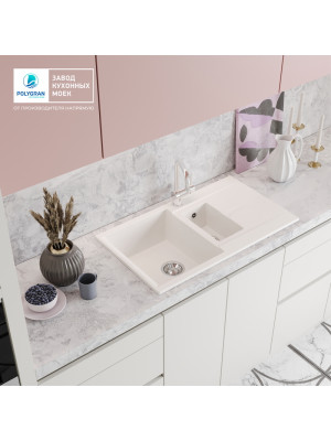 Кухонная мойка Polygran BRIG 870 белый хлопок интерьер