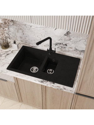 Кухонная мойка Polygran BRIG 870 космос черный металлик интерьер