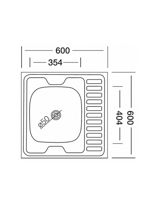 Кухонная мойка КромРус EC-409M RUS L нержавеющая сталь схема