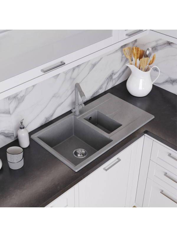 Кухонная мойка Polygran BRIG 870 серый интерьер