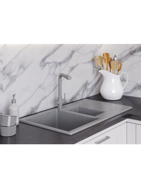 Кухонная мойка Polygran BRIG 870 серый интерьер 3