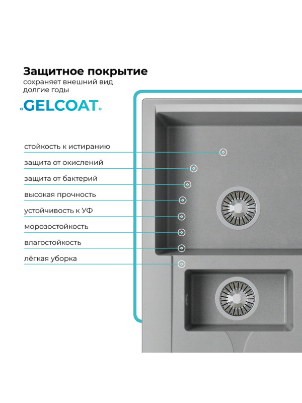 Кухонная мойка Polygran BRIG 870 серый покрытие