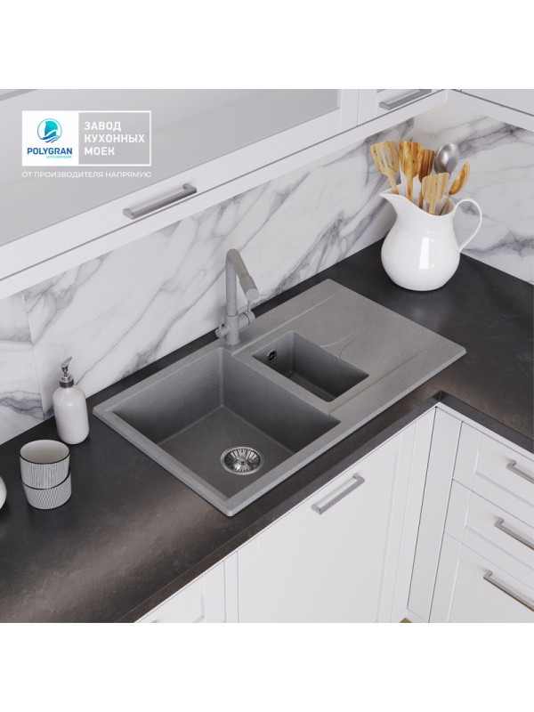 Кухонная мойка Polygran BRIG 870 серый интерьер