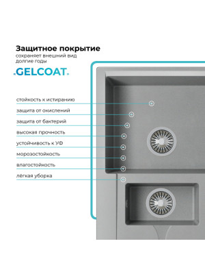 Кухонная мойка Polygran BRIG 870 серый покрытие