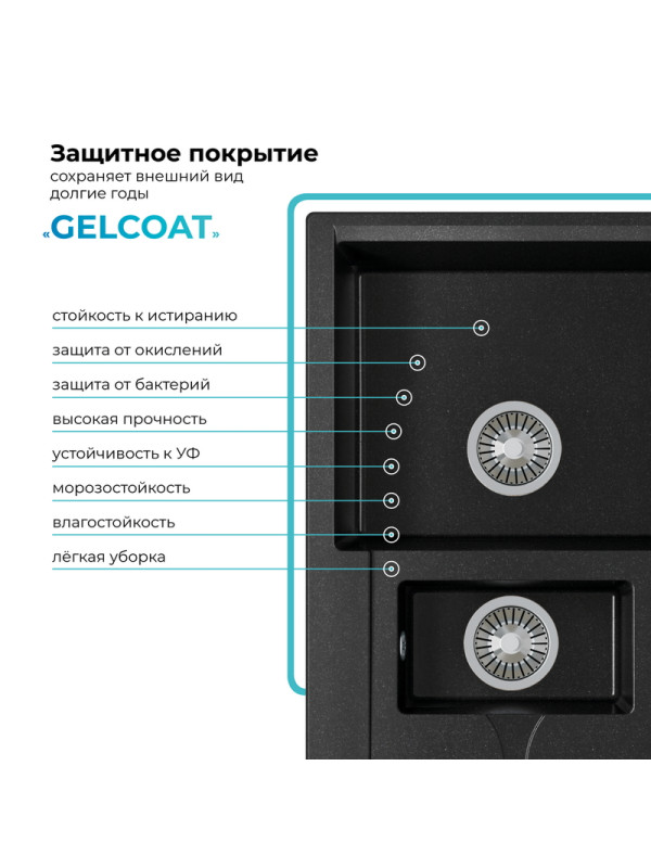 Кухонная мойка Polygran BRIG 870 черный покрытие