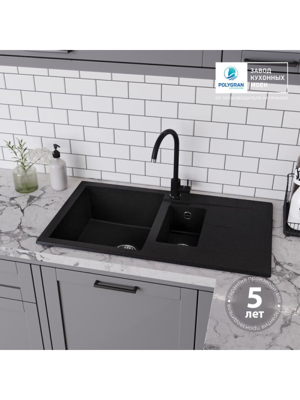 Кухонная мойка Polygran BRIG 870 черный гарантия