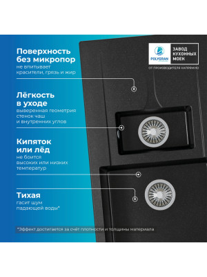 Кухонная мойка Polygran BRIG 870 черный преимущества