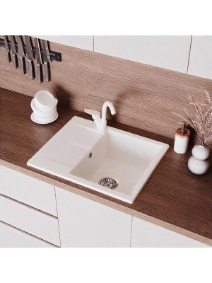 Кухонная мойка Polygran GALS 620 белый хлопок интерьер 2