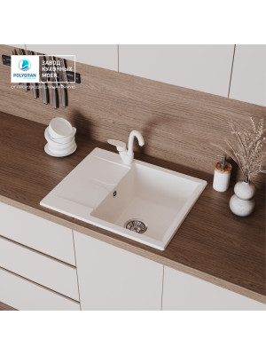 Кухонная мойка Polygran GALS 620 белый хлопок интерьер