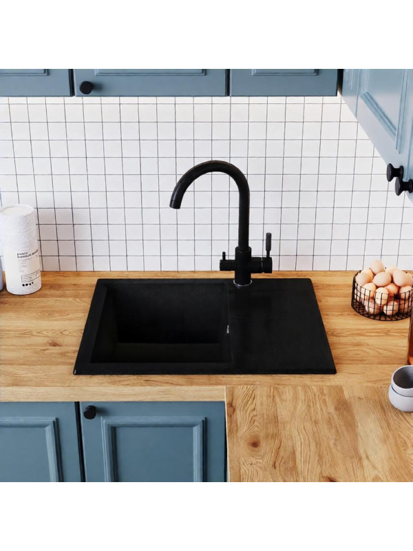 Кухонная мойка Polygran GALS 620 космос черный металлик интерьер 2