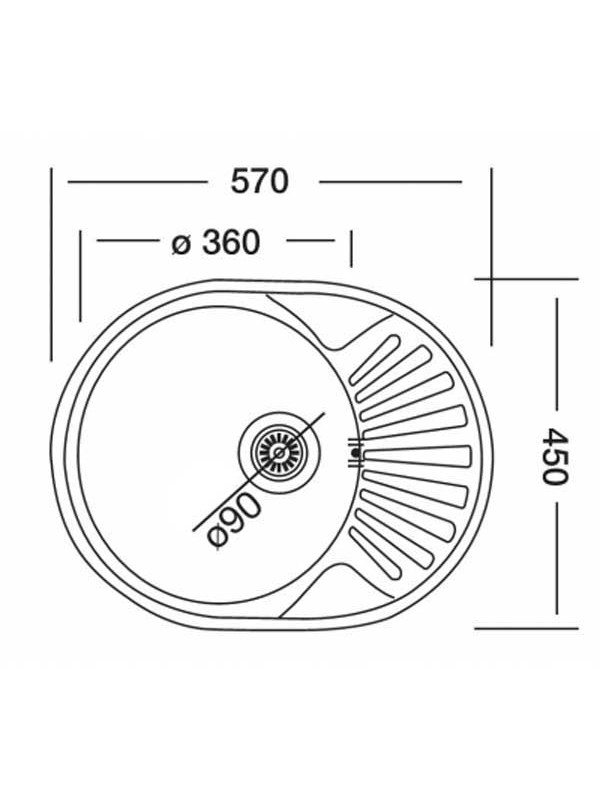 Кухонная мойка КромРус EC 257 RUS нержавеющая сталь схема