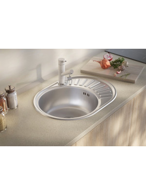 Кухонная мойка КромРус EC 257 RUS L нержавеющая сталь в интерьере