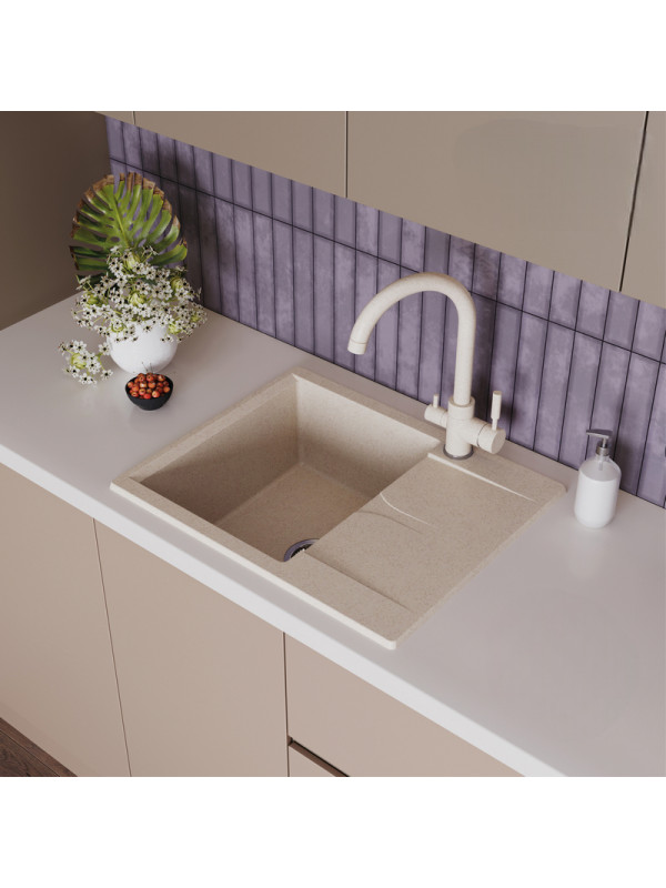 Кухонная мойка Polygran GALS 620 кремовый интерьер 2
