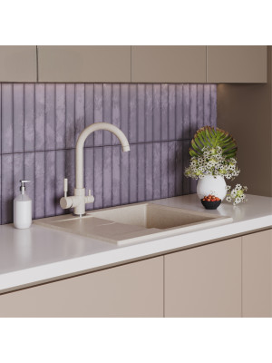 Кухонная мойка Polygran GALS 620 кремовый интерьер