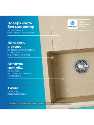 Кухонная мойка Polygran GALS 620 опал преимущество