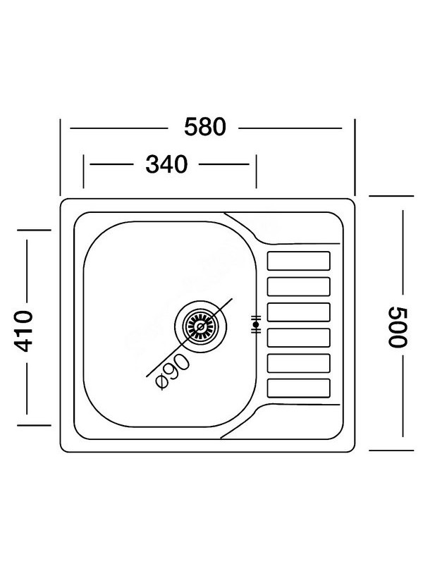Кухонная мойка КромРус EC 296 RUS (чаша справа) нержавеющая сталь схема