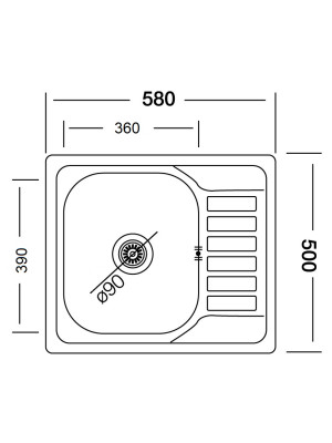 Кухонная мойка КромРус EC-296-D RUS  нержавеющая сталь схема