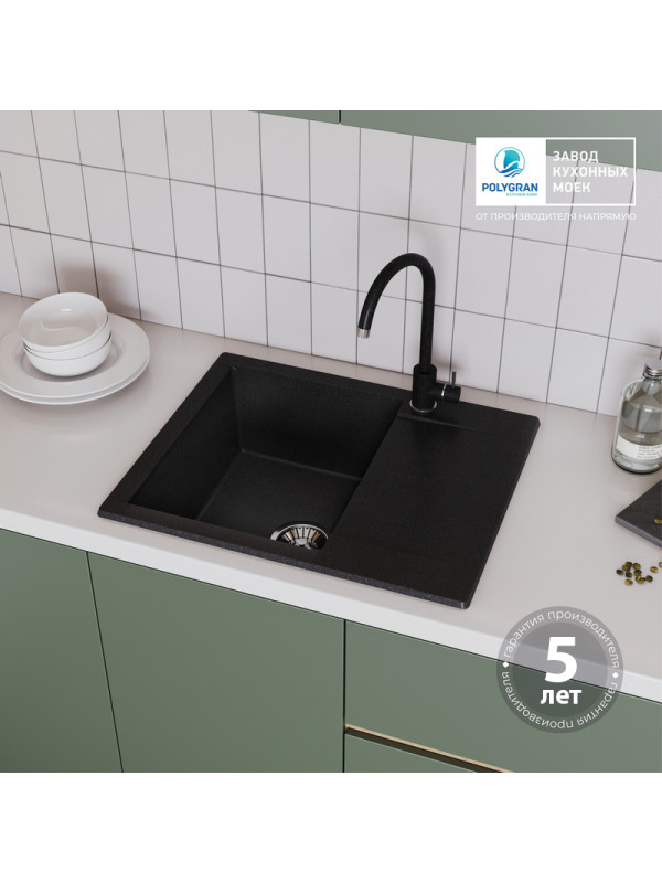 Кухонная мойка Polygran GALS 620 черный гарантия