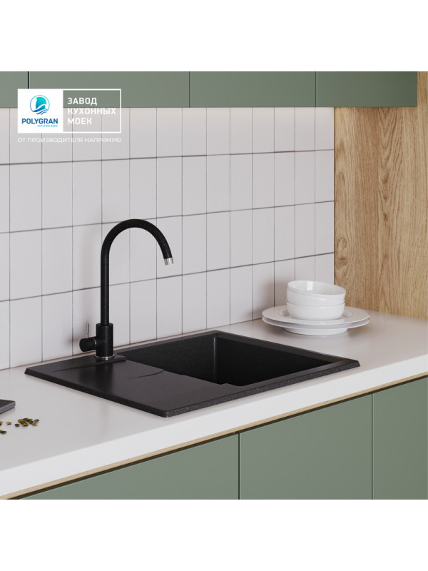 Кухонная мойка Polygran GALS 620 черный интерьер