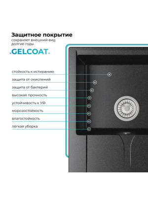 Кухонная мойка Polygran GALS 620 черный покрытие