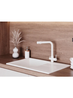 Кухонная мойка Polygran GALS 760 белый хлопок интерьер 3