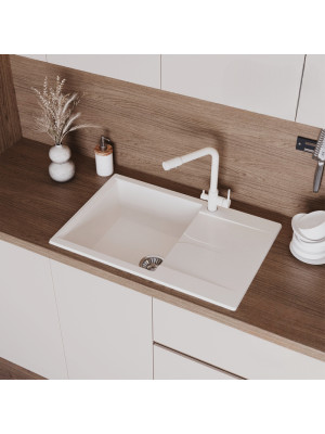 Кухонная мойка Polygran GALS 760 белый хлопок интерьер 2