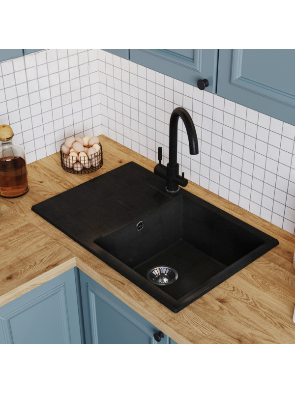 Кухонная мойка Polygran GALS 760 космос черный металлик интерьер 2