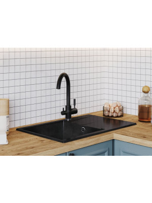 Кухонная мойка Polygran GALS 760 космос черный металлик интерьер 3