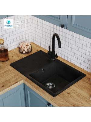 Кухонная мойка Polygran GALS 760 космос черный металлик интерьер