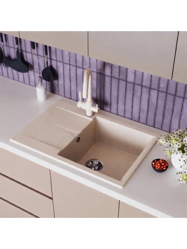 Кухонная мойка Polygran GALS 760 кремовый инт 2