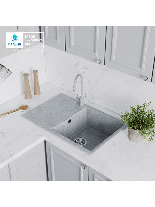 Кухонная мойка Polygran GALS 760 светло-серый покрытие интерьер