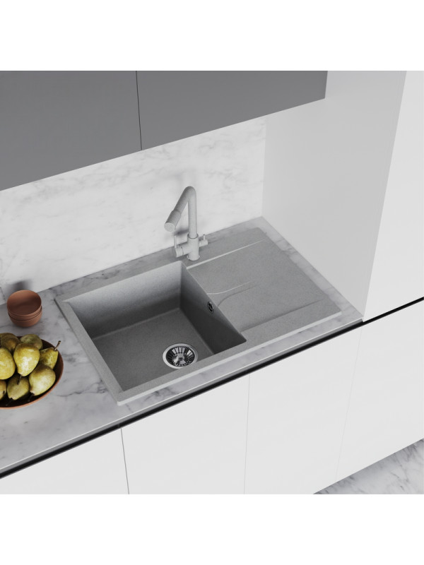 Кухонная мойка Polygran GALS 760 серый интерьер 2