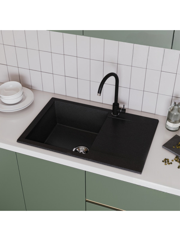 Кухонная мойка Polygran GALS 760 черный интерьер