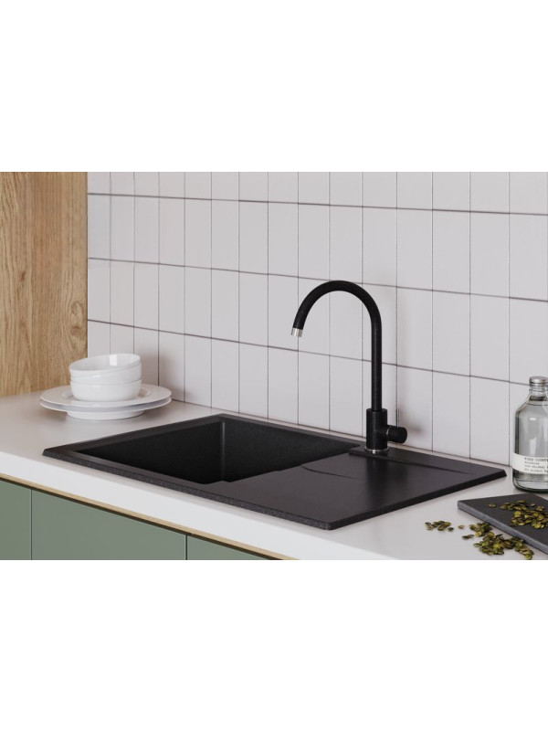 Кухонная мойка Polygran GALS 760 черный интерьер 3