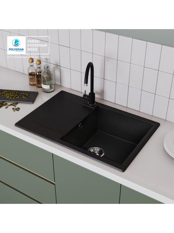 Кухонная мойка Polygran GALS 760 черный интерьер